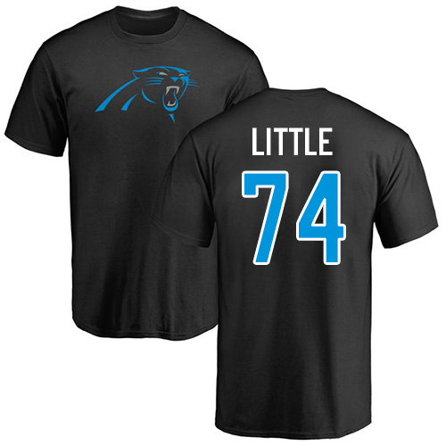 Carolina Panthers Men Black Greg Little Name and Number Logo NFL Football #74 T Shirt